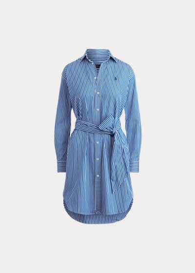 Camisa De Vestir Polo Ralph Lauren Mujer Azules / Blancos - Striped Cotton - WHGEV8961